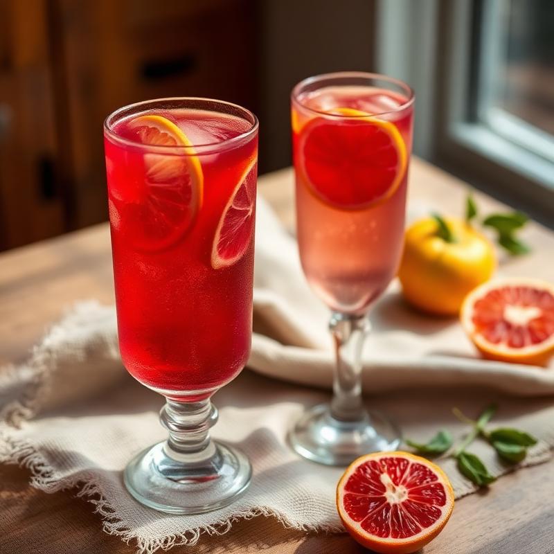 Sparkling Hibiscus Citrus Tea — Ruby red, faintly tart, and beautiful on a table, a drinks · pitcher recipe from Pamela Herrera's Sunshine Kitchen