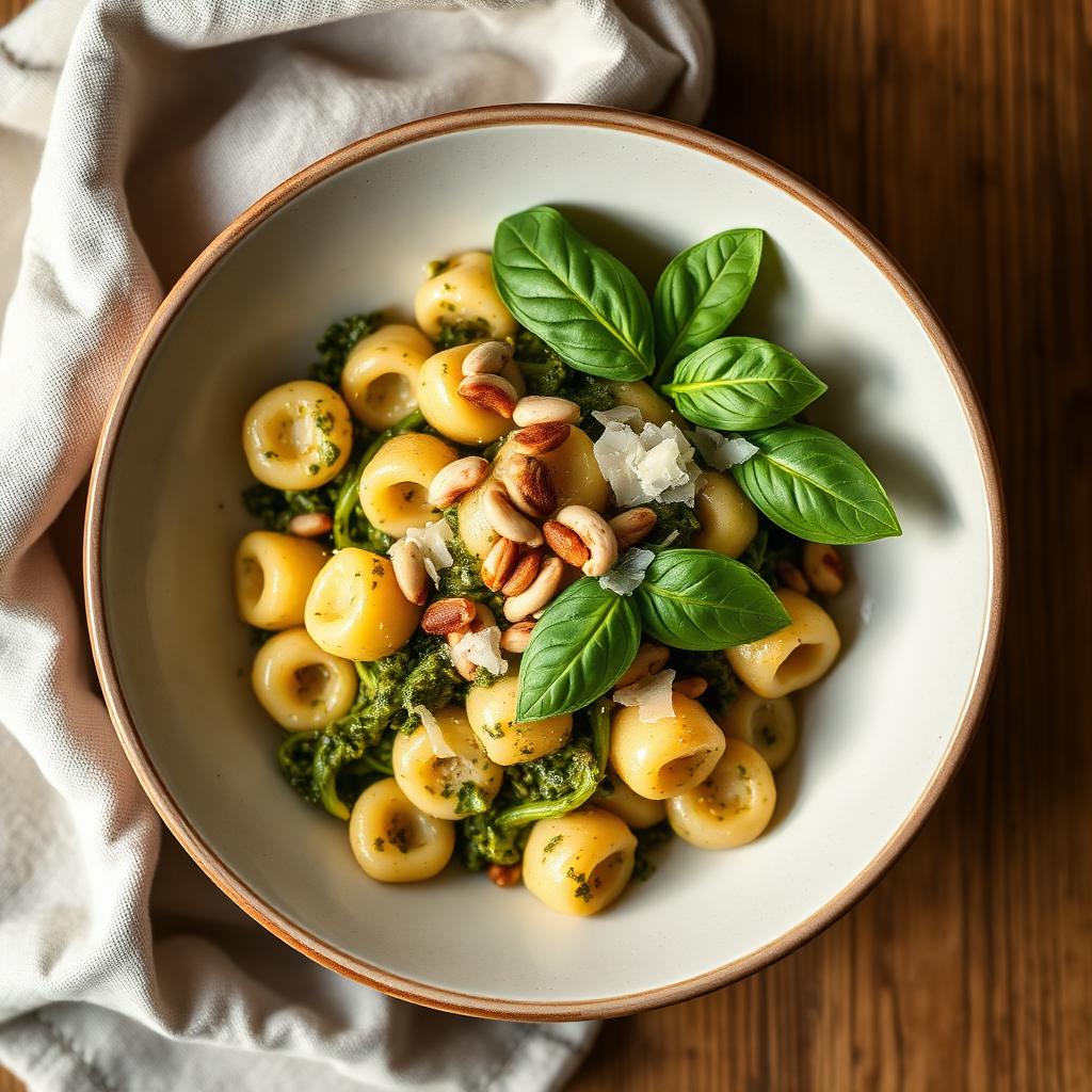 Pesto Gnocchi with Pine Nuts